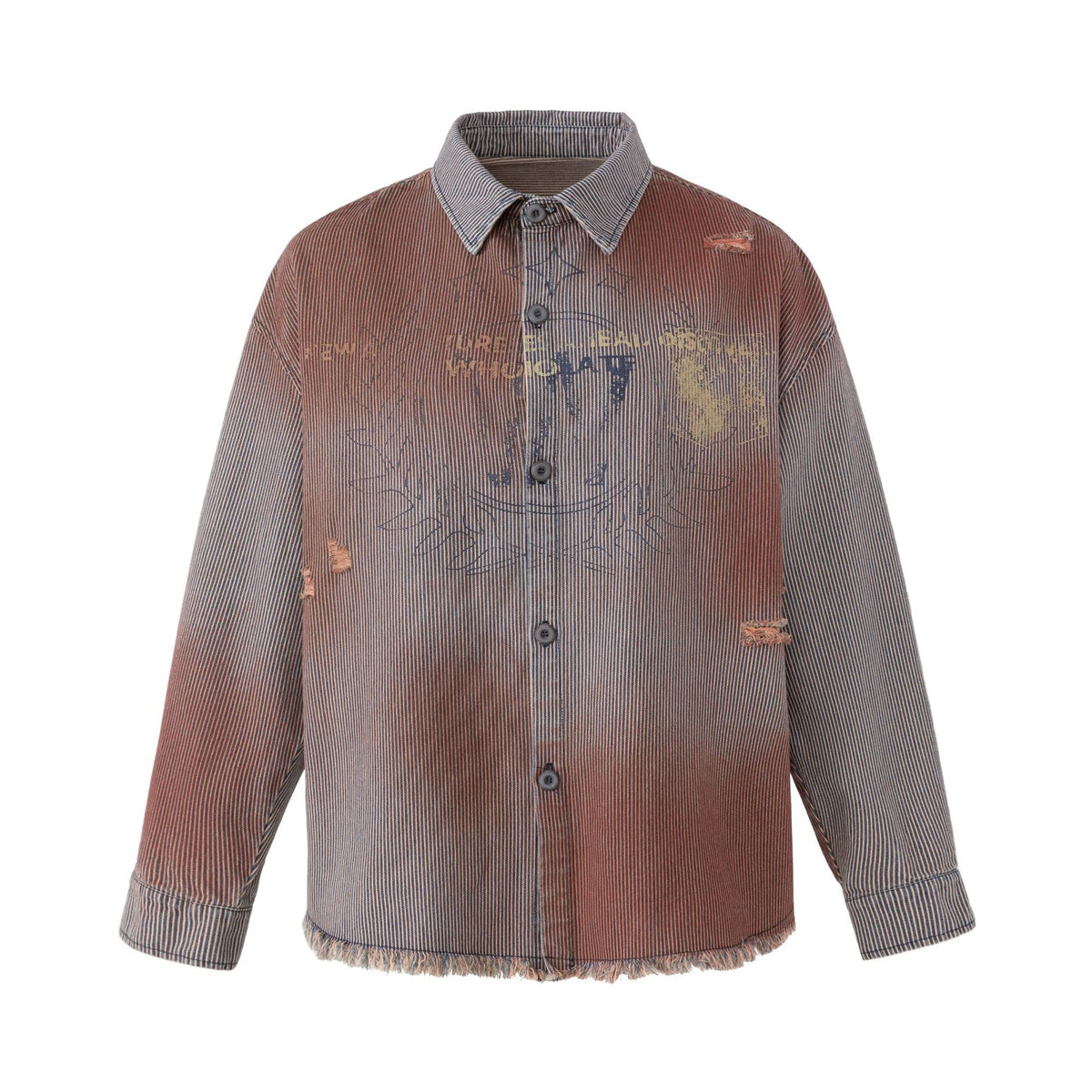 グラデーションストライプ ウォッシュドシャツ BROWN front