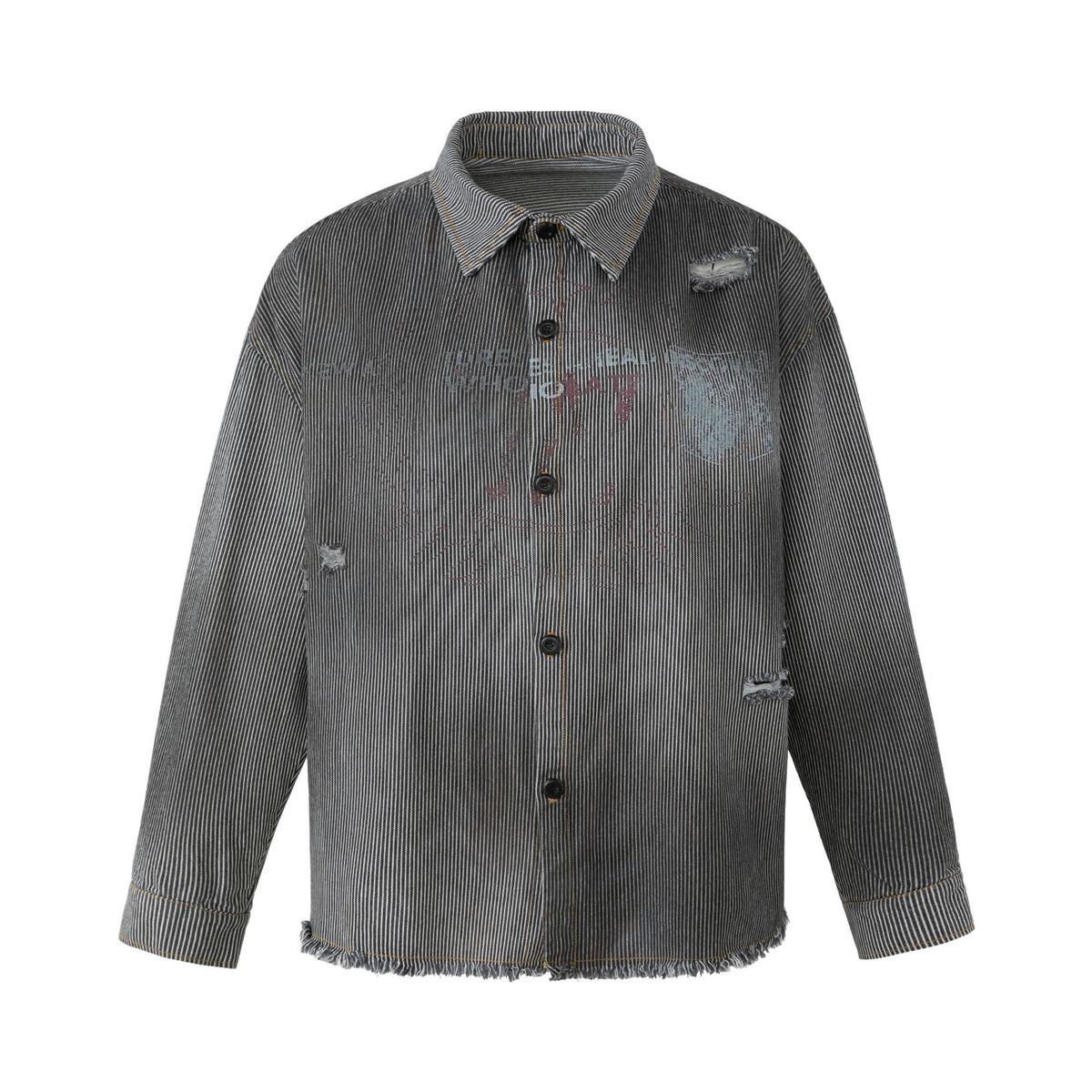 グラデーションストライプ ウォッシュドシャツ BLACK front