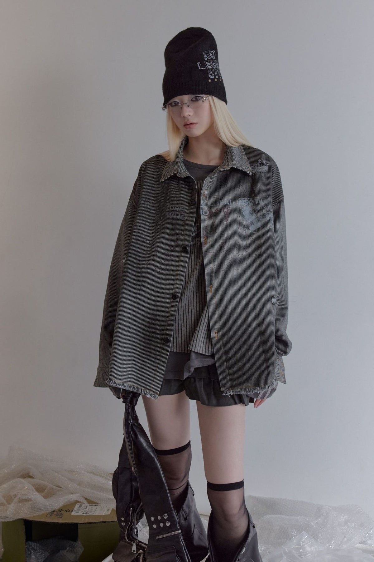 グラデーションストライプ ウォッシュドシャツ styling 9