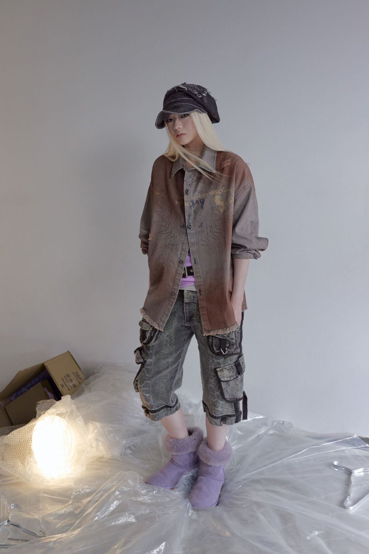グラデーションストライプ ウォッシュドシャツ styling 13