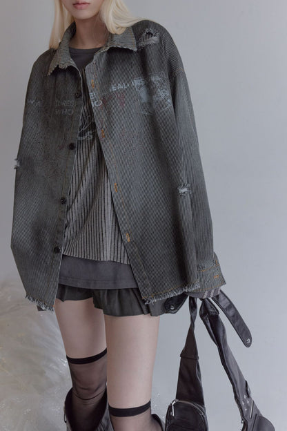 グラデーションストライプ ウォッシュドシャツ styling 15