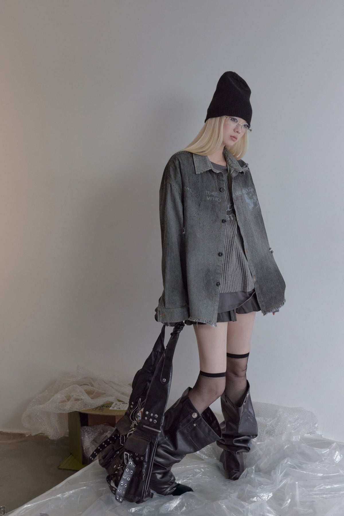 グラデーションストライプ ウォッシュドシャツ styling 17