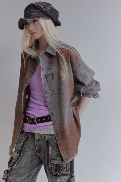グラデーションストライプ ウォッシュドシャツ styling 19