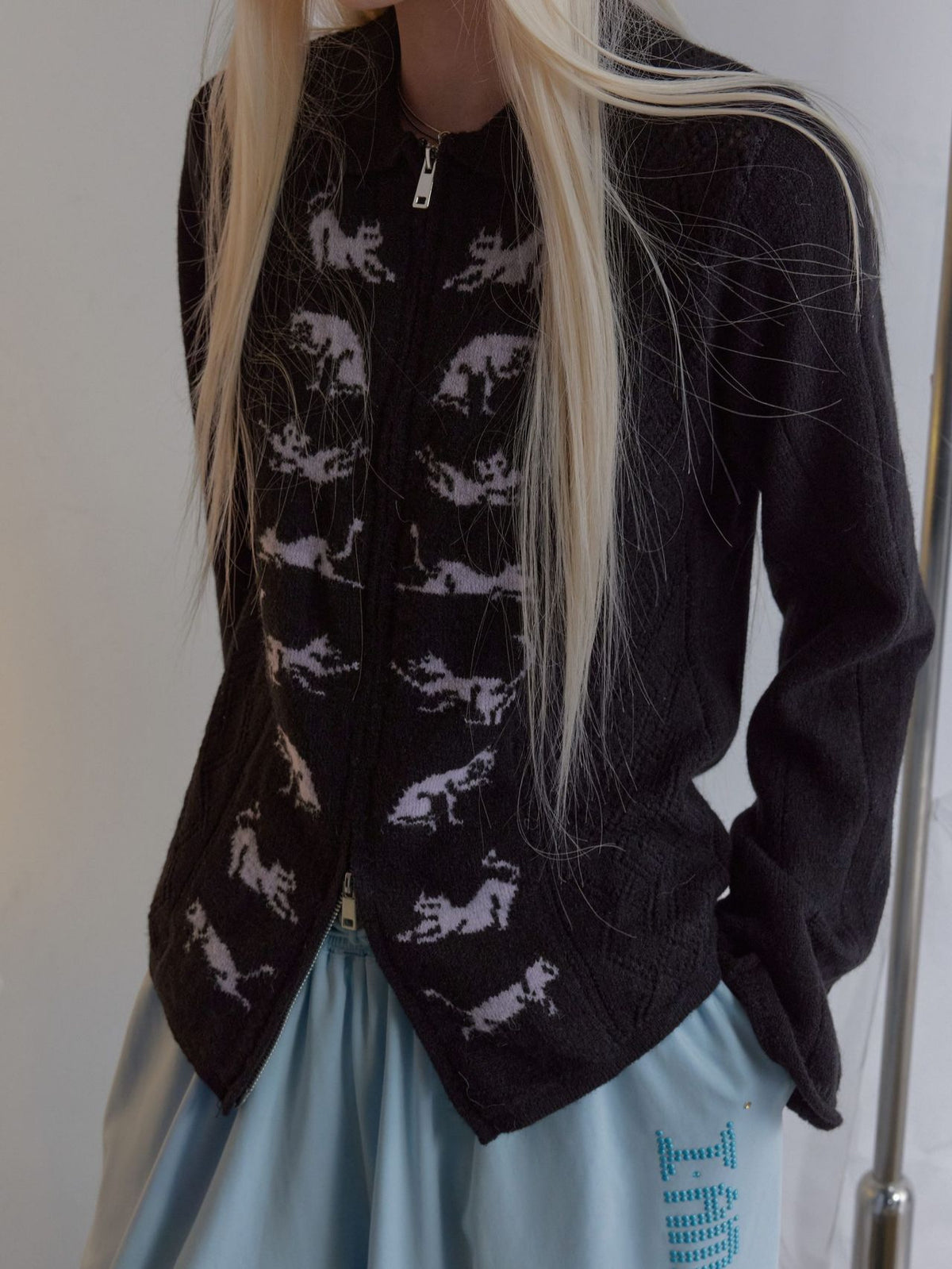 キャットジャカード カットアウトニットトップス detail 2