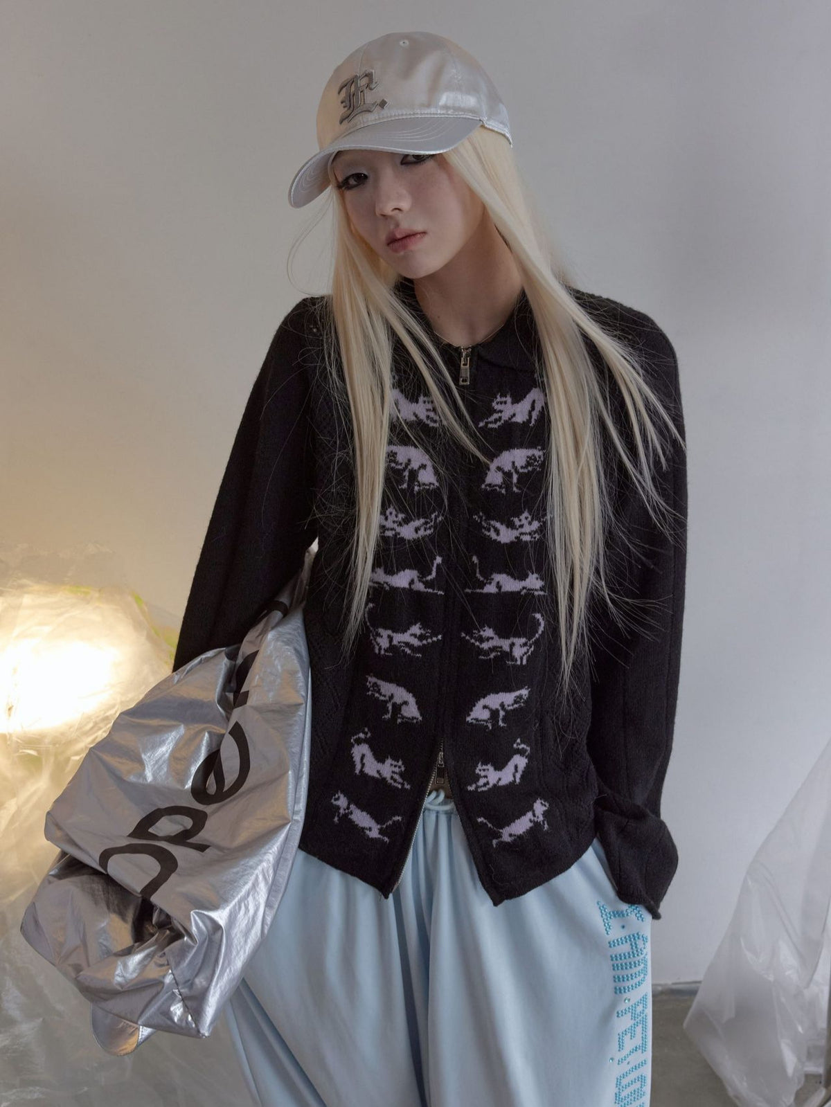 キャットジャカード カットアウトニットトップス detail 4