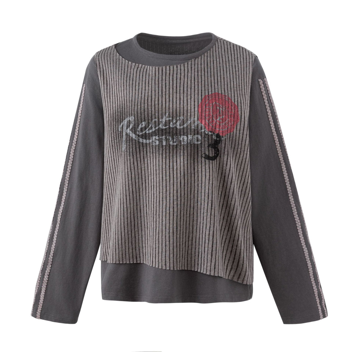 ゴシックレタリング ストライプスウェット DARK GREY front