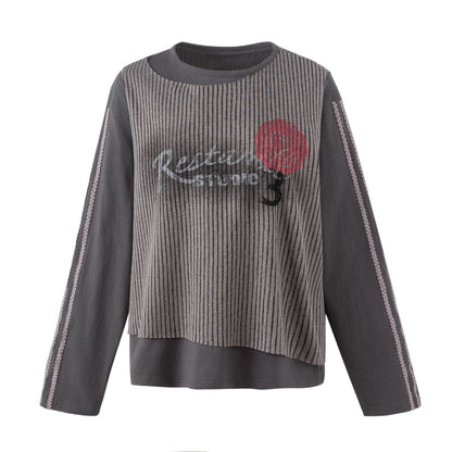 ゴシックレタリング ストライプスウェット DARK GREY front