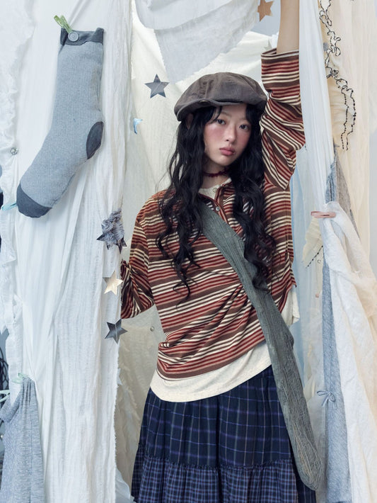 ストライプヘンリーネック レイヤードトップス detail 6