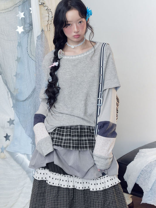 フローラルトリム レイヤードロングスリーブトップス detail 4