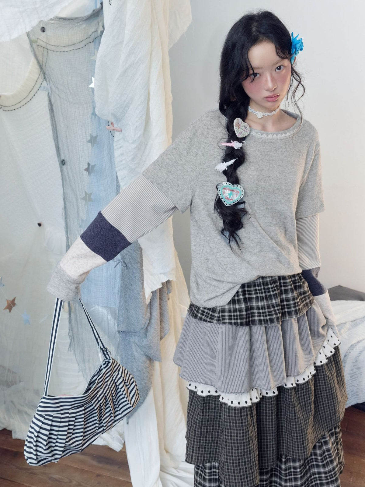 フローラルトリム レイヤードロングスリーブトップス detail 5