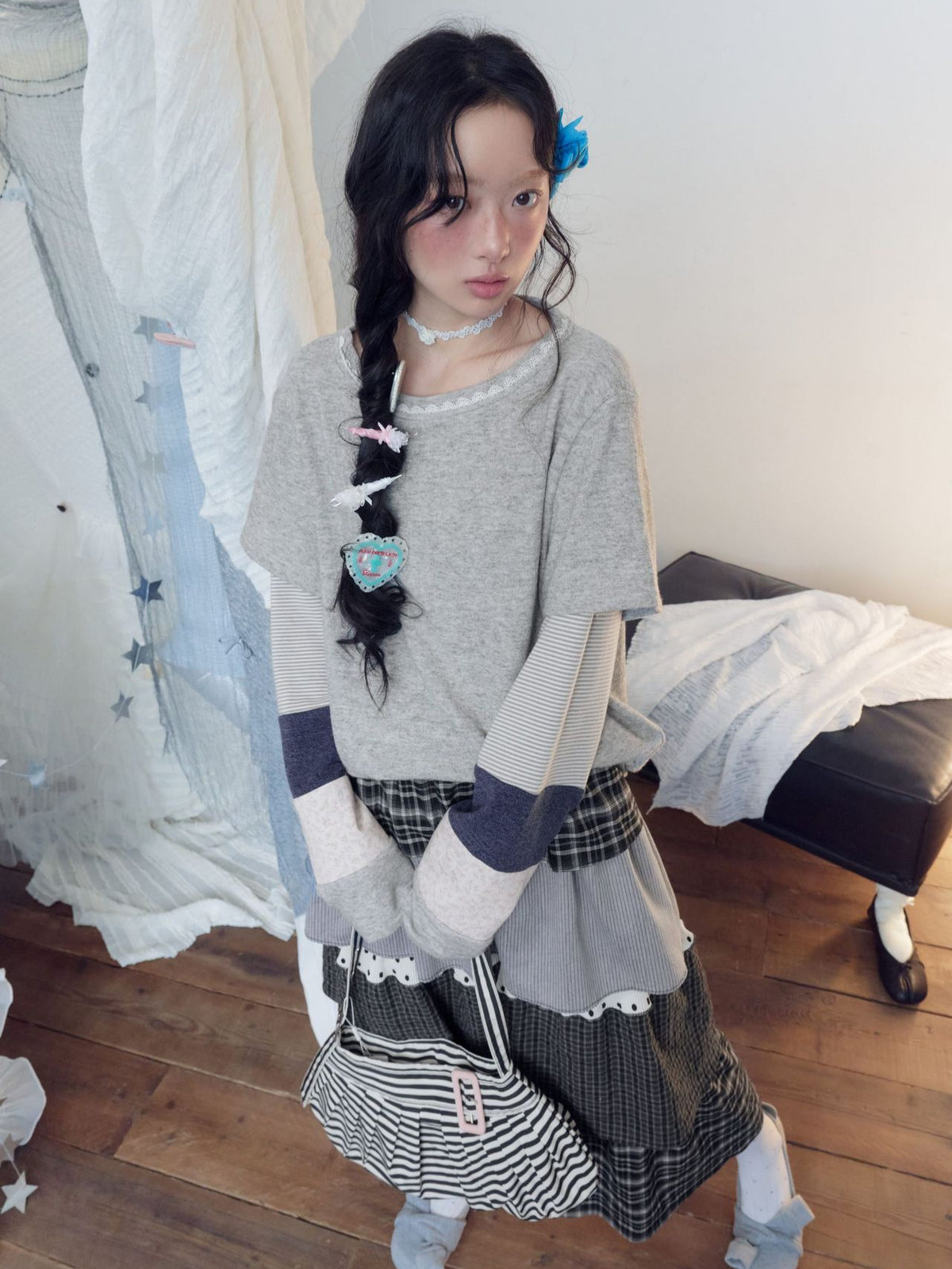 フローラルトリム レイヤードロングスリーブトップス detail 6