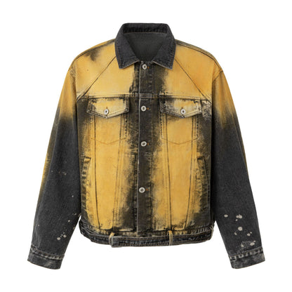 スプラッターダメージ ウォッシュドデニムジャケット DISTRESSED DENIM front