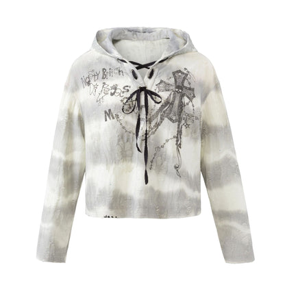クロスプリント グラデーションタイダイフーディー GRADIENT GREY front