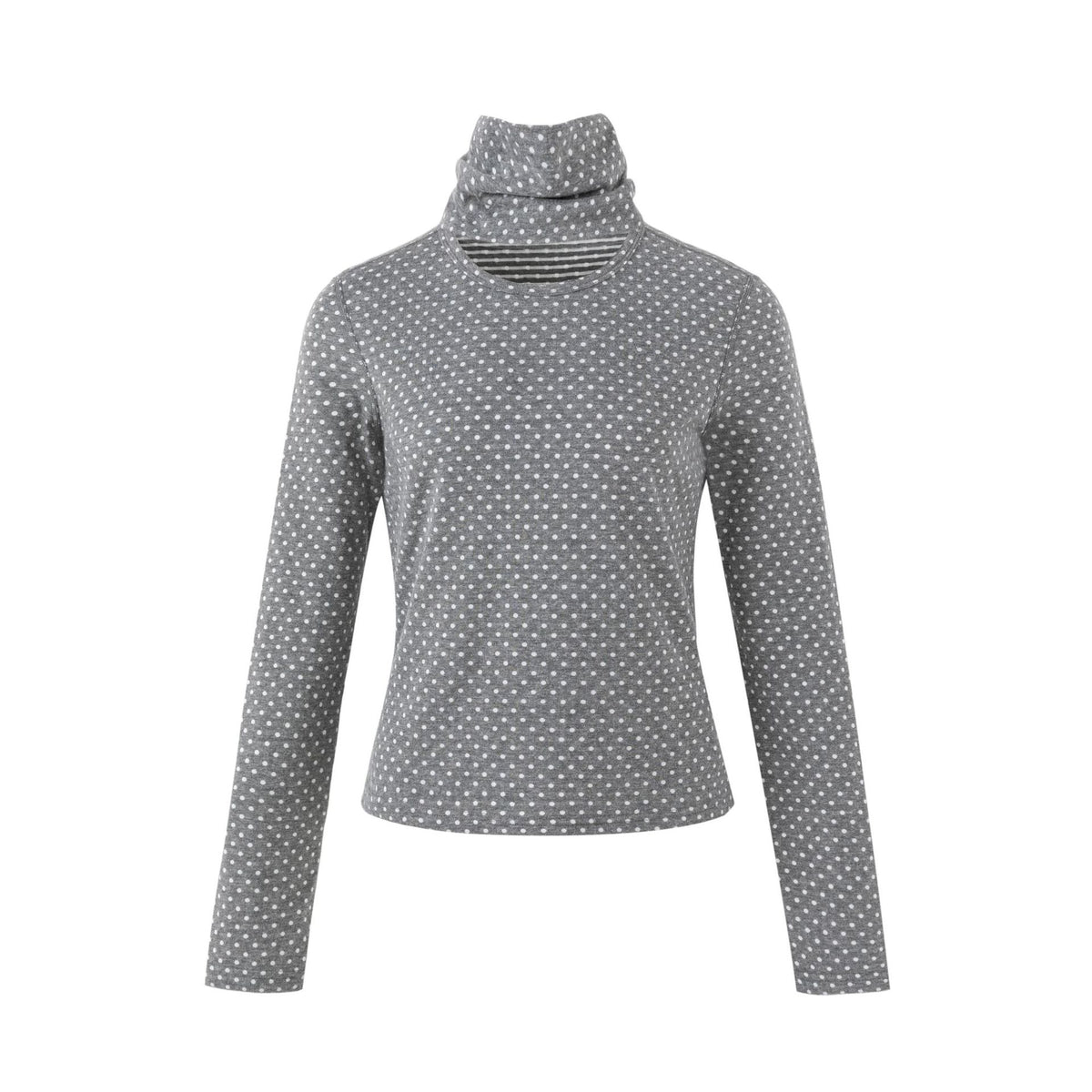 ドットプリント デタッチャブルハイネックトップス GREY front