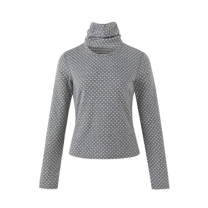 ドットプリント デタッチャブルハイネックトップス GREY front
