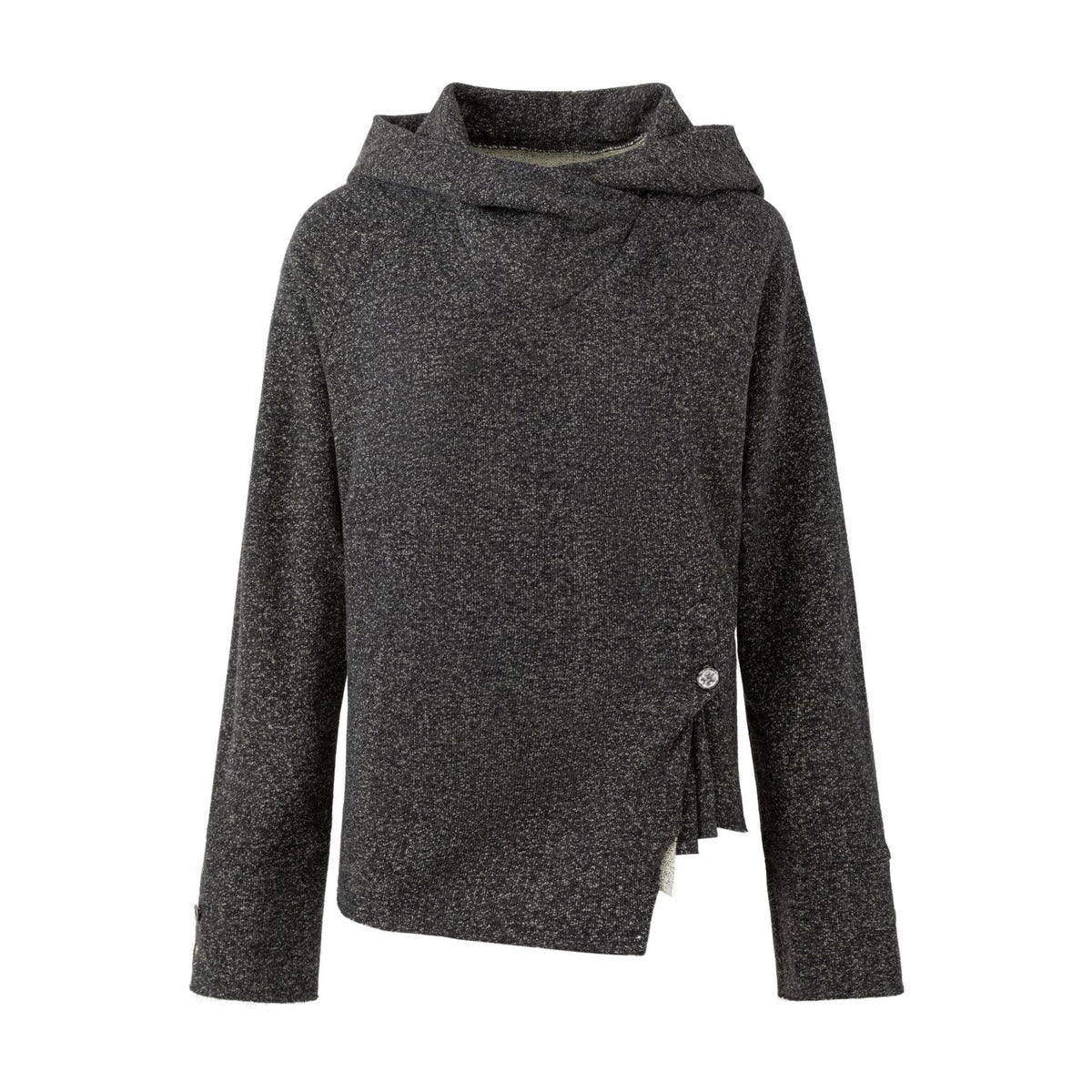 アシンメトリーフロント ニットフーデッドトップス GREY front
