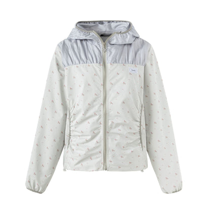 フローラルパネル カラーブロックフーデッドジャケット FLORAL front