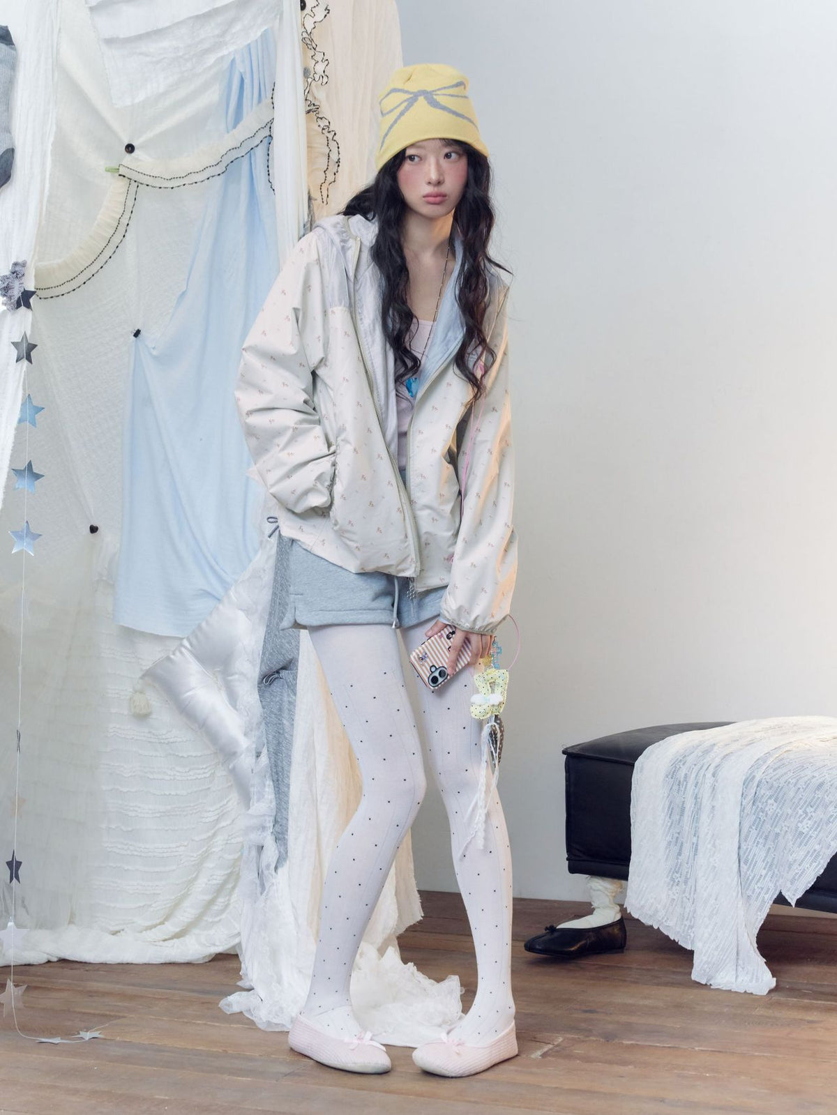 フローラルパネル カラーブロックフーデッドジャケット detail 6