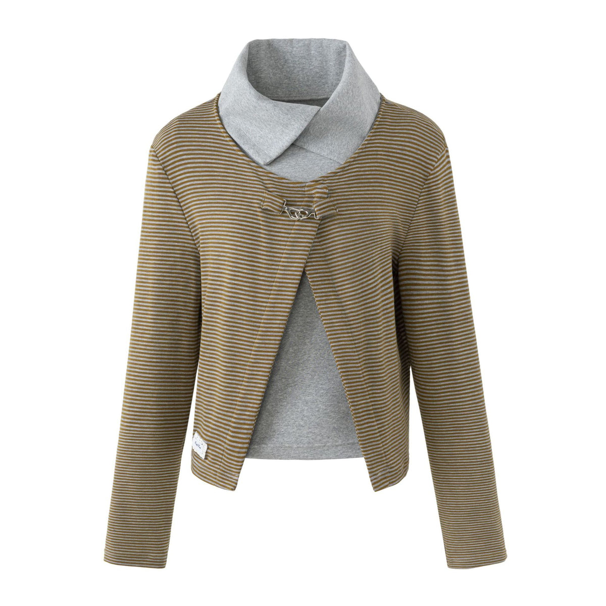 ストライプレイヤード ハイネックツーピーストップス BROWN front