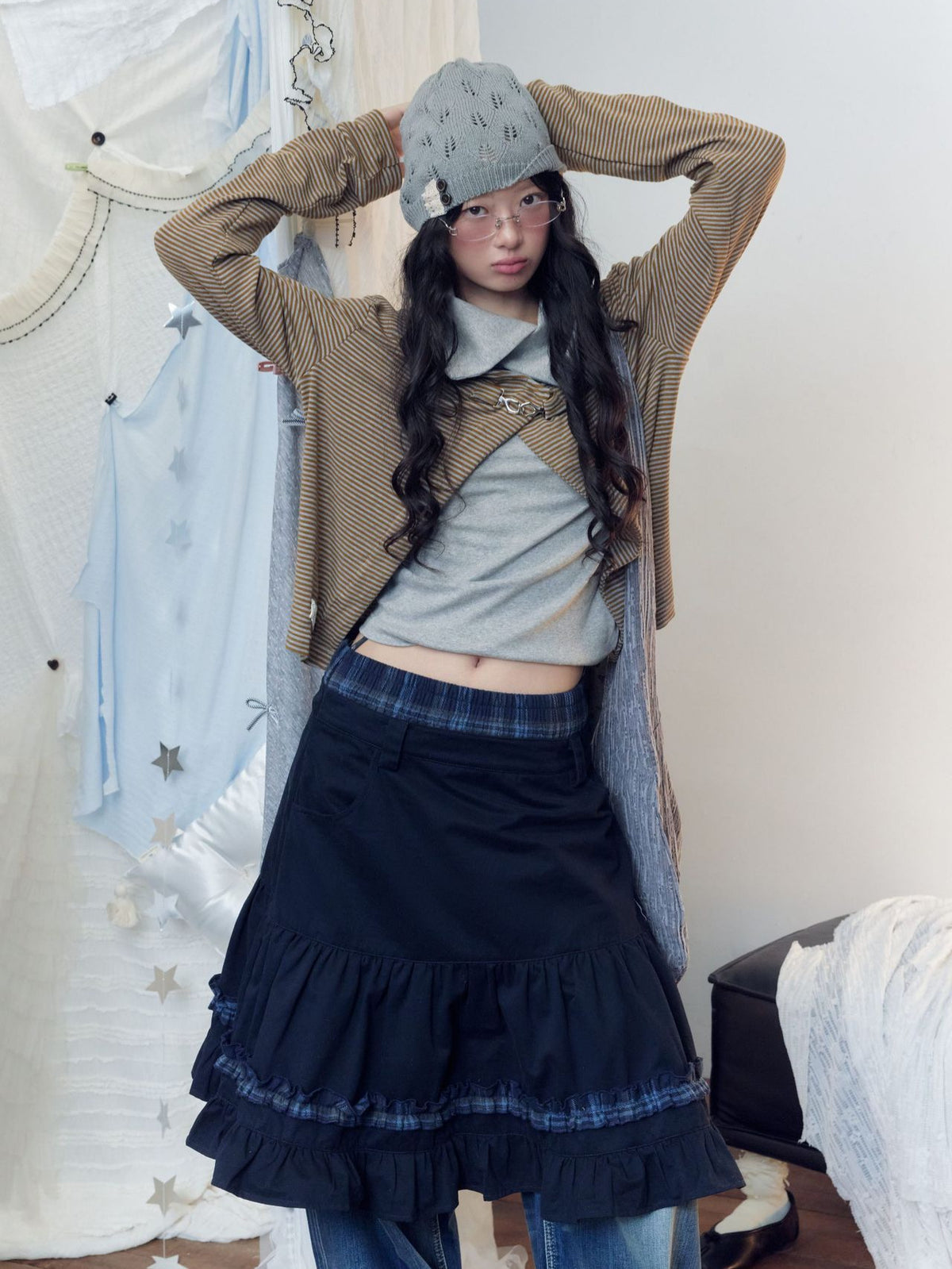 ストライプレイヤード ハイネックツーピーストップス detail 3