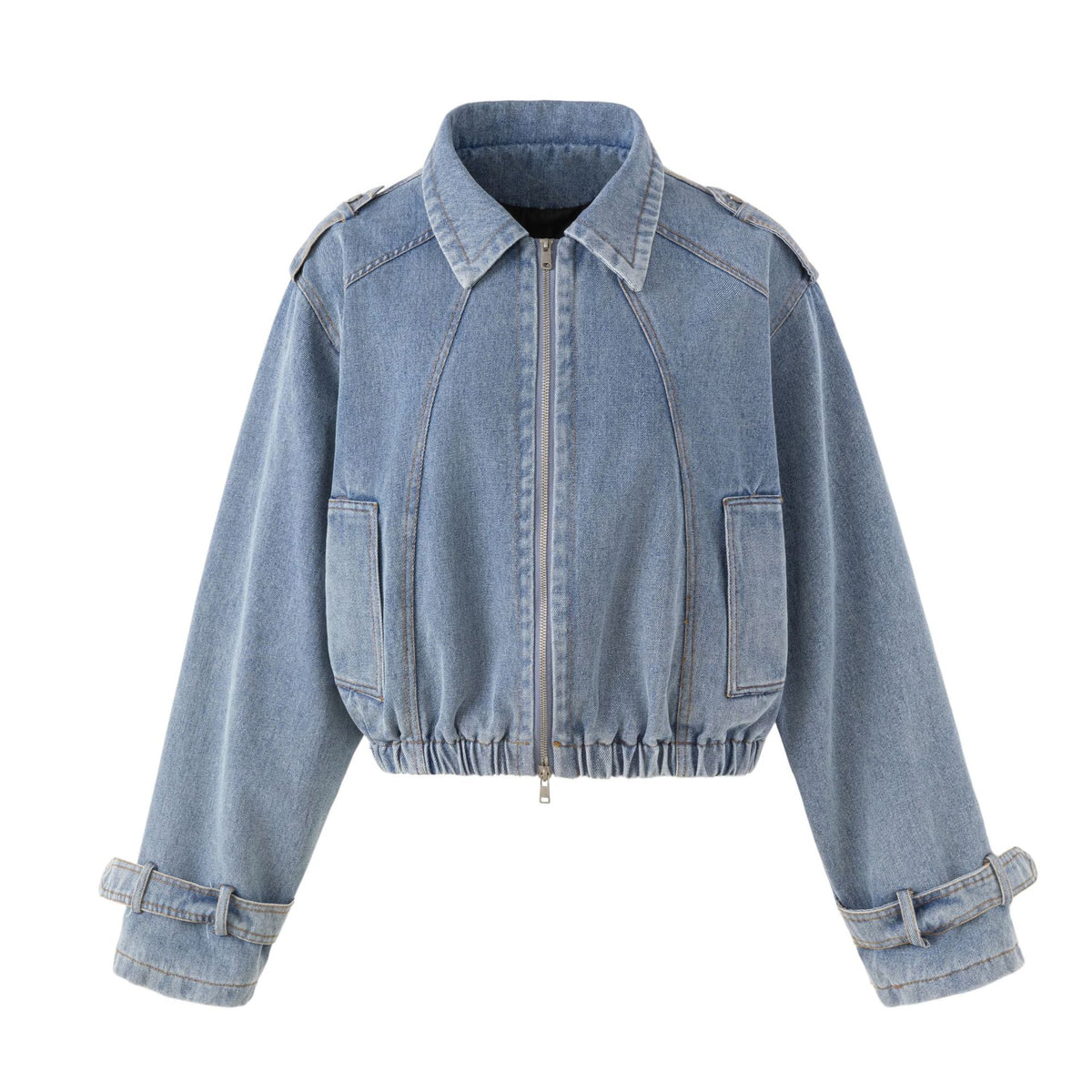 カーブパネル ウォッシュドデニムジャケット BLUE front