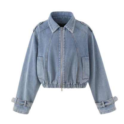 カーブパネル ウォッシュドデニムジャケット BLUE front