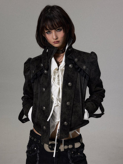 ナポレオン パフスリーブショートジャケット BLACK 着用イメージ 3
