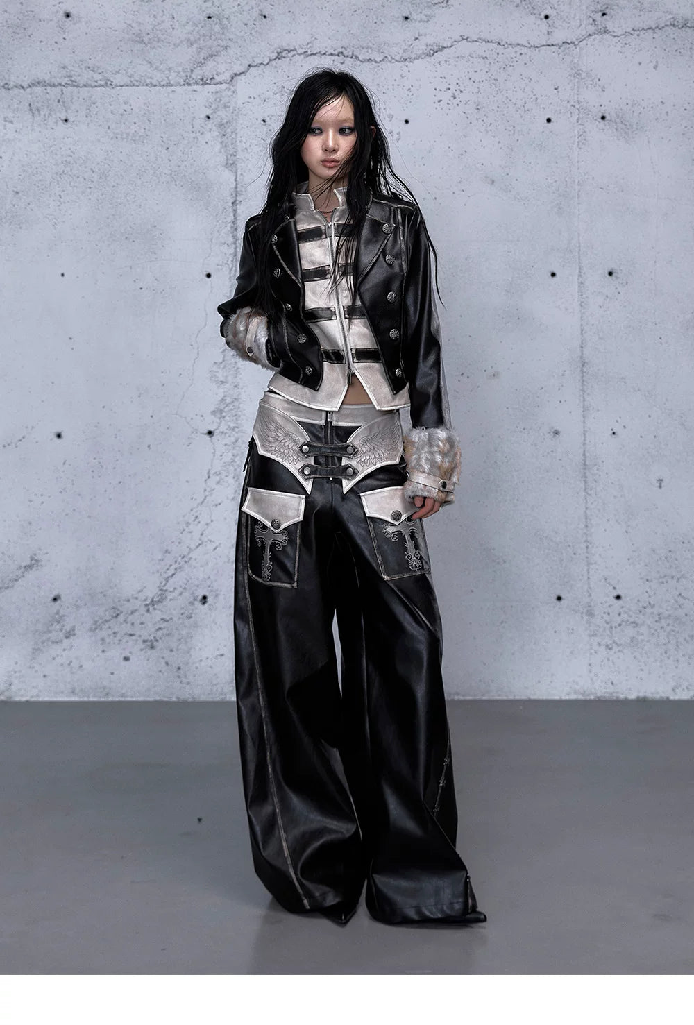 フェイクレイヤード ダメージレザージャケット styling 16