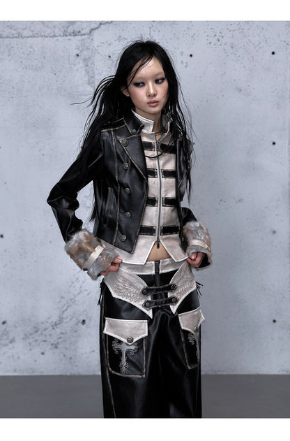 フェイクレイヤード ダメージレザージャケット styling 18