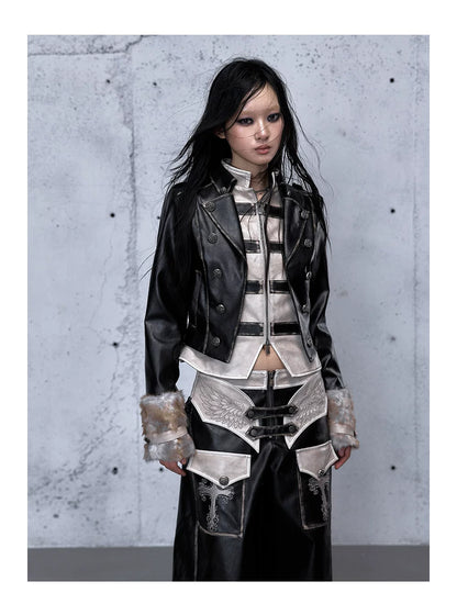 フェイクレイヤード ダメージレザージャケット styling 22