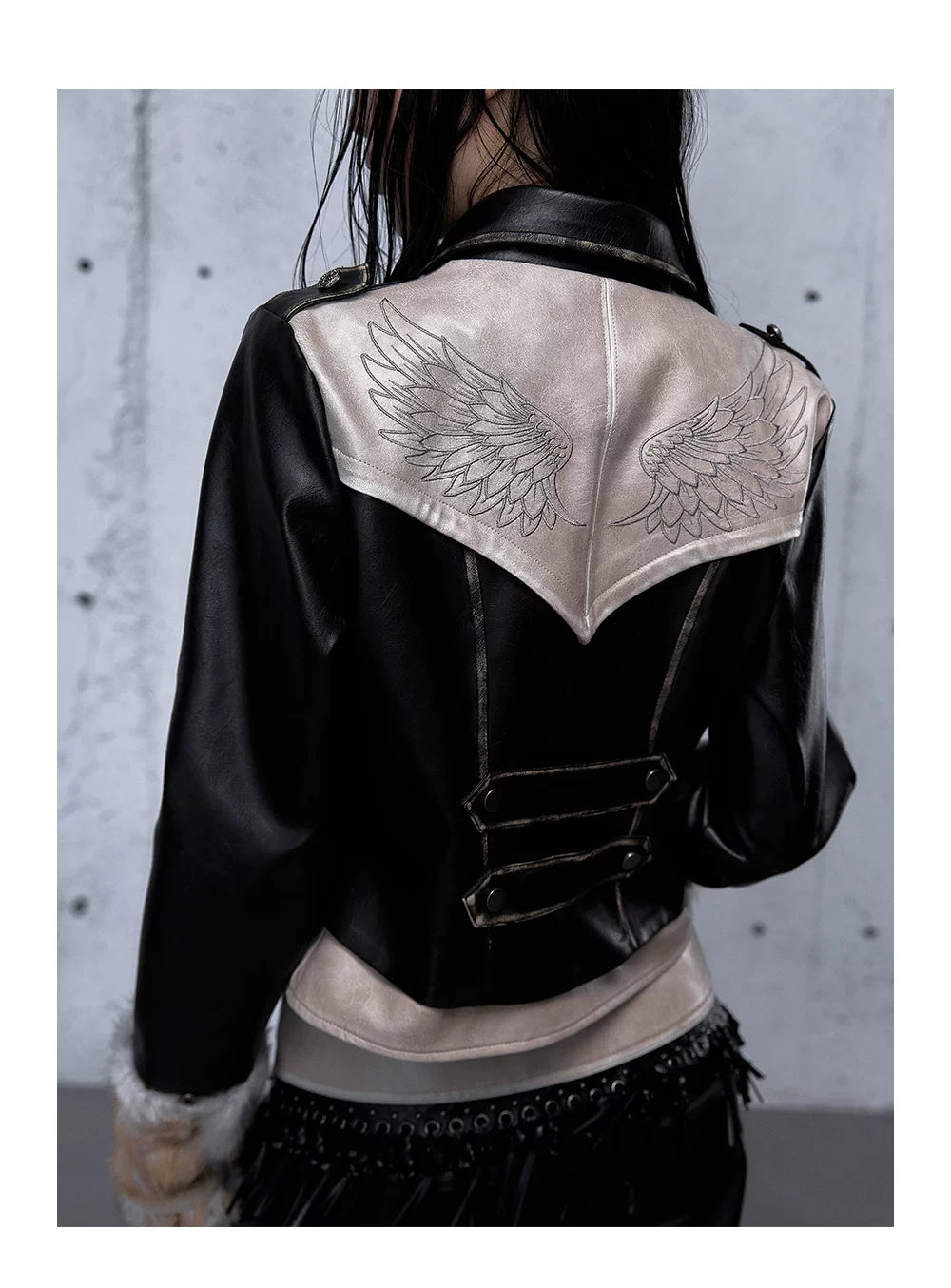 フェイクレイヤード ダメージレザージャケット styling 23