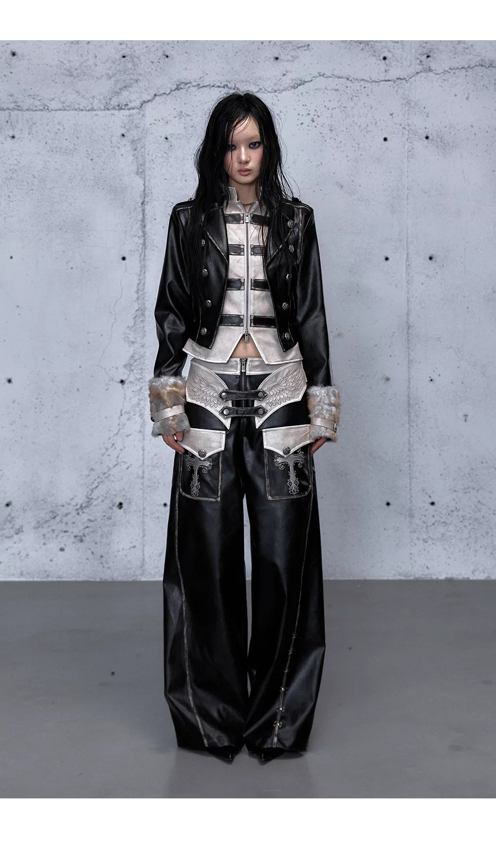 フェイクレイヤード ダメージレザージャケット styling 24