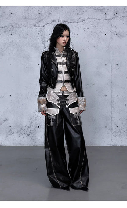 フェイクレイヤード ダメージレザージャケット styling 25