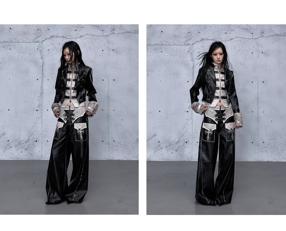 フェイクレイヤード ダメージレザージャケット styling 26