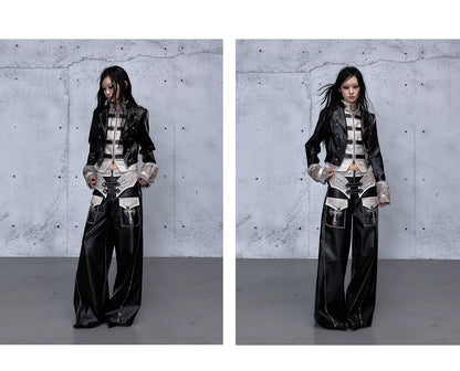 フェイクレイヤード ダメージレザージャケット styling 26