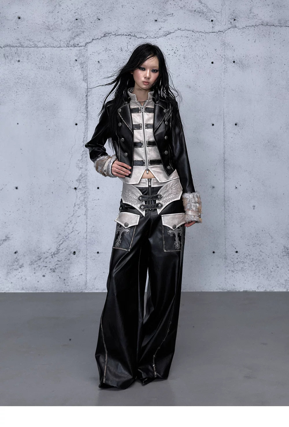 フェイクレイヤード ダメージレザージャケット styling 27