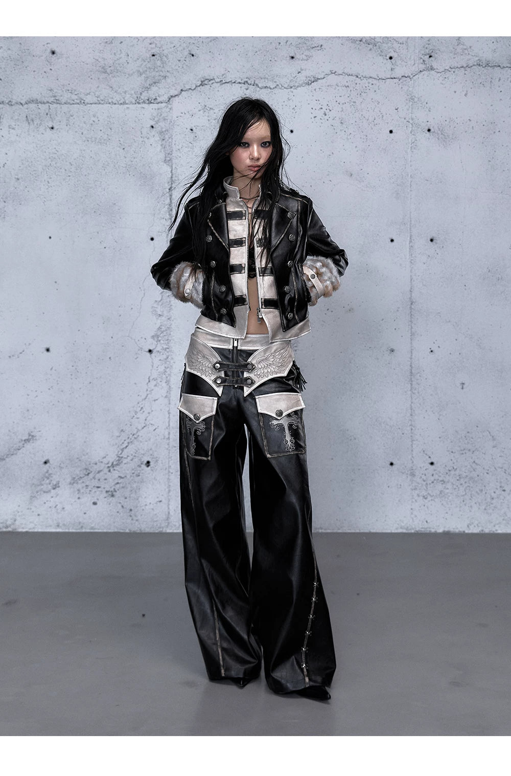 フェイクレイヤード ダメージレザージャケット styling 29
