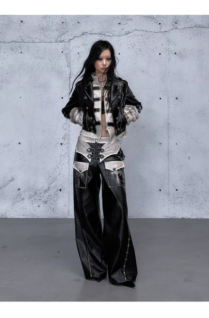 フェイクレイヤード ダメージレザージャケット styling 29