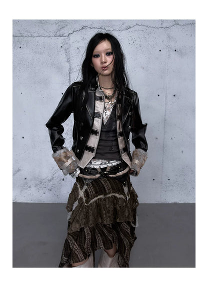 フェイクレイヤード ダメージレザージャケット styling 34
