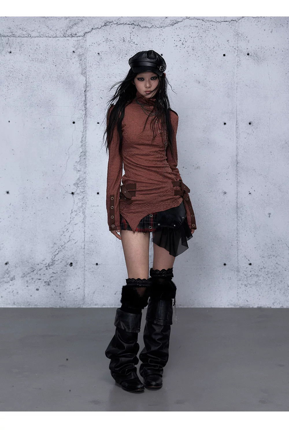 アシンメトリー ジャカードハイネックニット styling 21