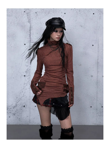 アシンメトリー ジャカードハイネックニット styling 23