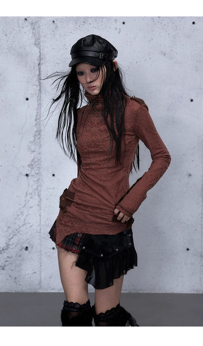 アシンメトリー ジャカードハイネックニット styling 25