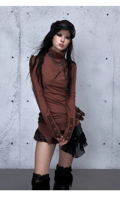 アシンメトリー ジャカードハイネックニット styling 26