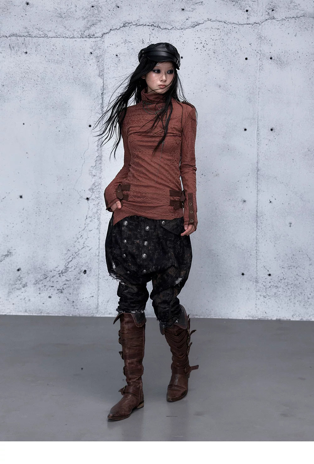 アシンメトリー ジャカードハイネックニット styling 28