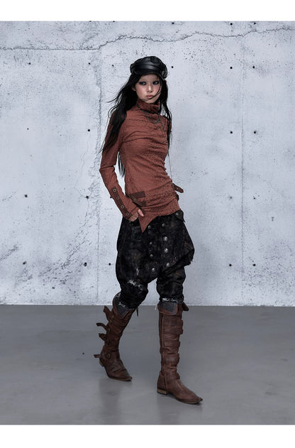 アシンメトリー ジャカードハイネックニット styling 30