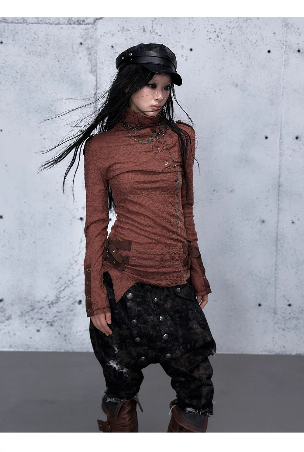 アシンメトリー ジャカードハイネックニット styling 32
