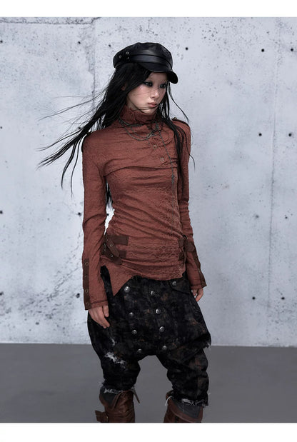 アシンメトリー ジャカードハイネックニット styling 32