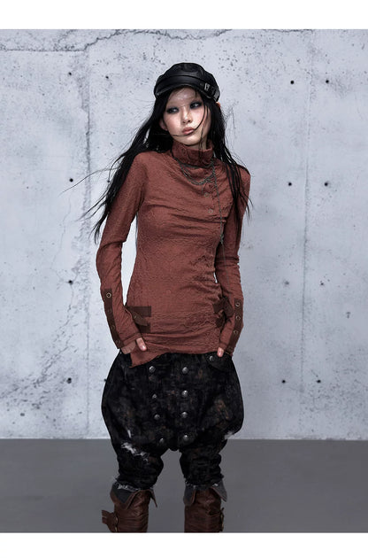 アシンメトリー ジャカードハイネックニット styling 33