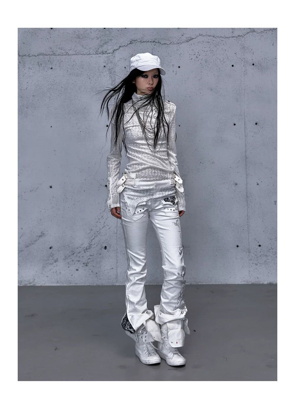 アシンメトリー ジャカードハイネックニット styling 35