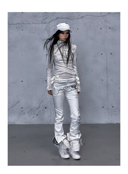 アシンメトリー ジャカードハイネックニット styling 35